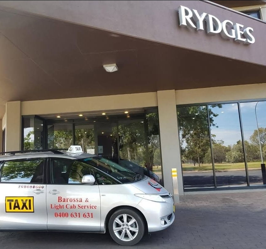 Barossa & Light Cab Service taxi at Rydges Hotel Adelaide for Barossa Valley transfer