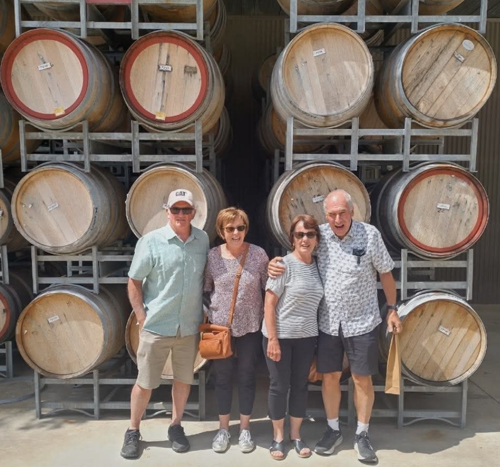 Elderly people enjoying transport service in front of Barossa Valley